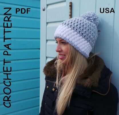 Crochet hat pattern Nordic Snow Hat USA