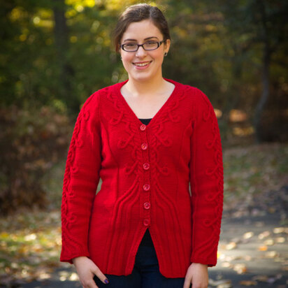 WEBS DIR11 Red Letter Day by Fiona Ellis - Cardigan Knitting Pattern for Women in Valley Yarns Northampton