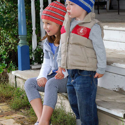 Skinny Striped Hat in Blue Sky Fibers Skinny Cotton - Downloadable PDF