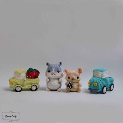 Mini hamster and car amigurumi crochet doll pattern