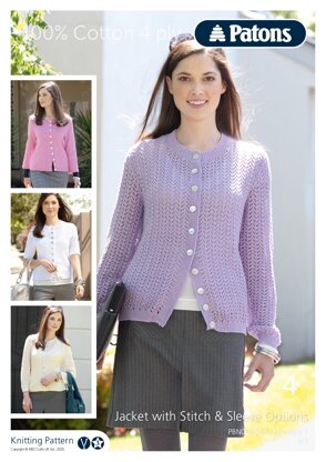 Jacket in Paton 100% Cotton 4Ply - PBN0000-05379 - Downloadable PDF