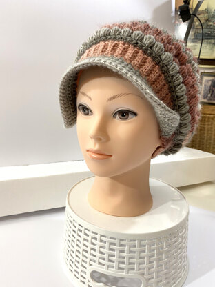 Lady crochet hat puff stitch