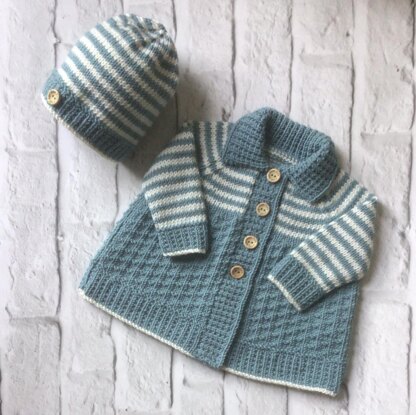 Charles Matinee Coat, Hat & Booties 16 inch chest newborn