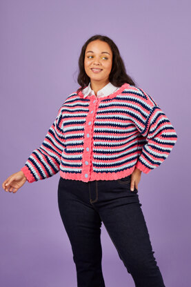 Laid Back Bomber - Free Jacket Crochet Pattern for Women in Paintbox Yarns Chenille by Paintbox Yarns
