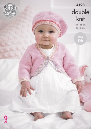Baby Cardies and Beret in King Cole Cherished and Cherish DK - 4193 - Downloadable PDF
