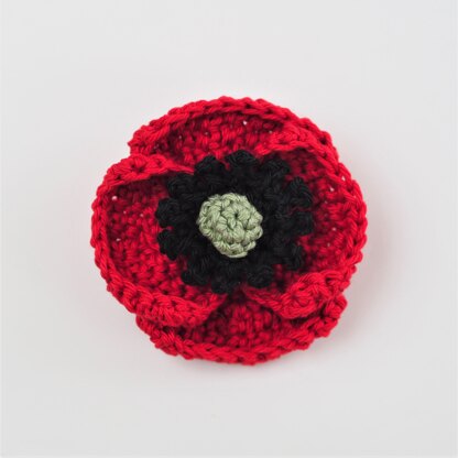 Crochet Poppy brooch / pin /decoration Crochet pattern by Crochet Luxe