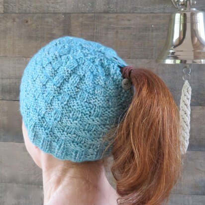 Basketweave Ponytail Hat