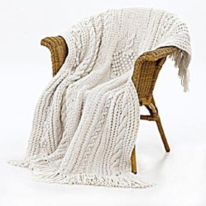 Knit Bobbled Tree Throw in Lion Brand Wool-Ease Thick & Quick - 50258