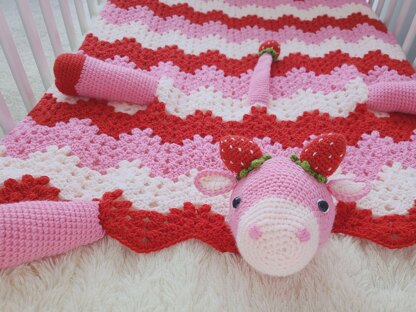 3in1 Strawberry Cow Baby Blanket Cow AmiBlanket