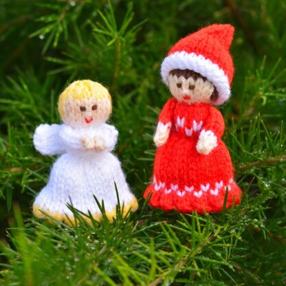 Miniature Christmas Elf and Angel Dolls Knitting Pattern - Toy Knitting Pattern