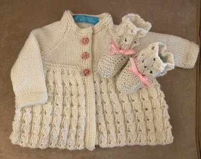 Cream Baby Sweater & Booties