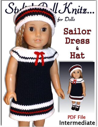 Sailor Set. Fits American Girl Doll and 18 inch. Knitting.