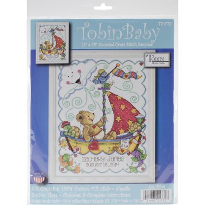Tobin Birth Record 11in x 14in Sail Away Cross Stitch Kit