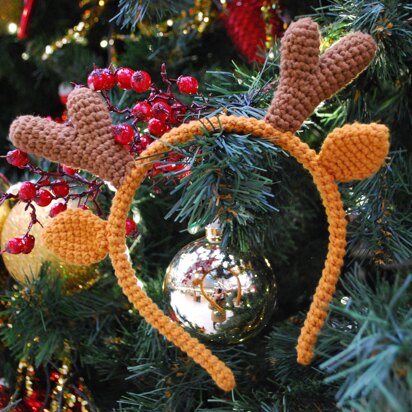 Crochet reindeer headband