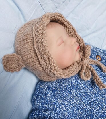 Baby Bear Knit Bonnet 0-12m
