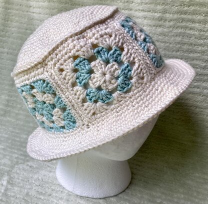 Baby Granny Square Bucket Hat Crochet pattern by Trudy LaDouceur