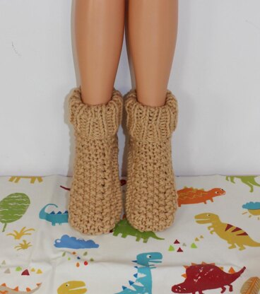 Ladies Super Chunky Moss Stitch Slipper Boots