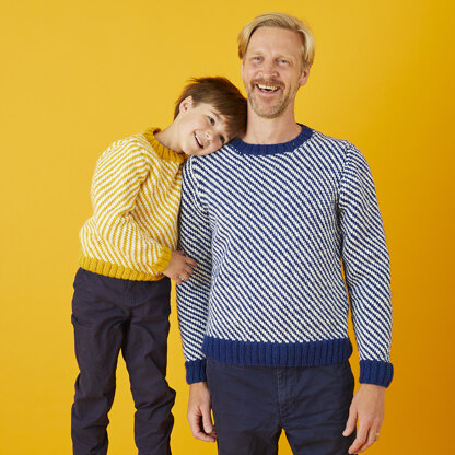 " Zig Zag Fairisle Sweater " - Free Sweater Knitting Pattern For Boys and Men in Paintbox Yarns Wool Mix Aran by Paintbox Yarns