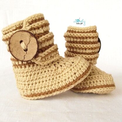 Baby Button Booties Crochet Pattern