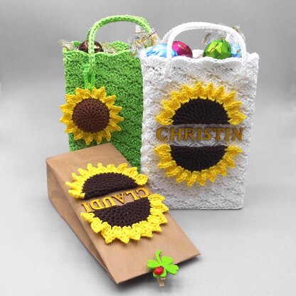 Sunflower gift bag in 3 versions - easy & versatile even for beginners