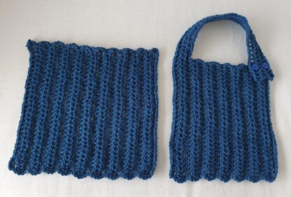 Lily - Lacy rib bib and washcloth in 8ply/DK yarn