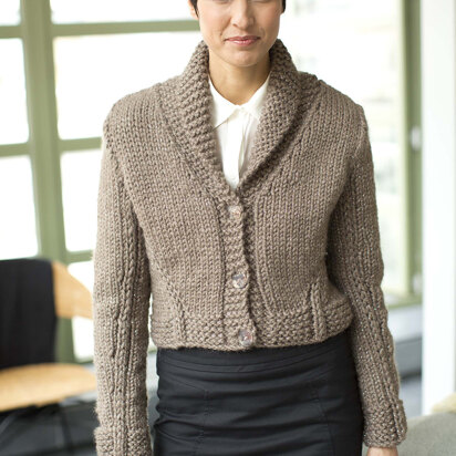 Stitch Detail Jacket in Lion Brand Wool-Ease Thick & Quick - L32041 - knitting pattern