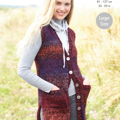 Ladies Waistcoasts Knitted in King Cole Autumn Chunky - 5814 - Downloadable PDF