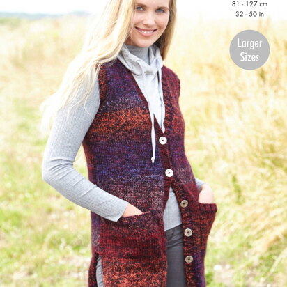 Ladies Waistcoasts Knitted in King Cole Autumn Chunky - 5814 - Downloadable PDF - knitting pattern