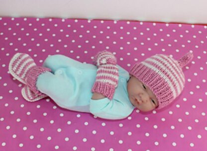 Baby Easy Stripe Stalk Beanie, Booties & Mittens