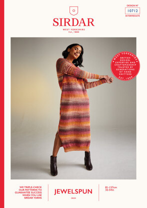 Longline Dress In Sirdar Jewelspun Aran - 10712P - Downloadable PDF