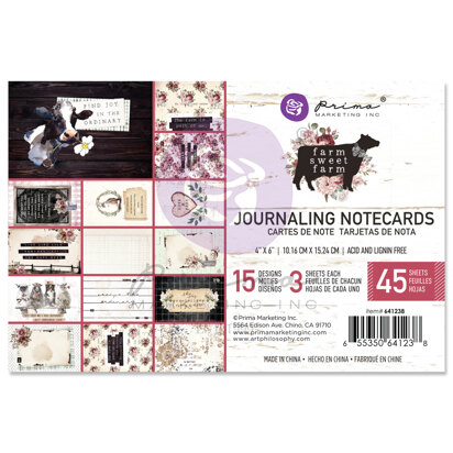 Prima Marketing Farm Sweet Farm Collection 4x6 Journaling Cards