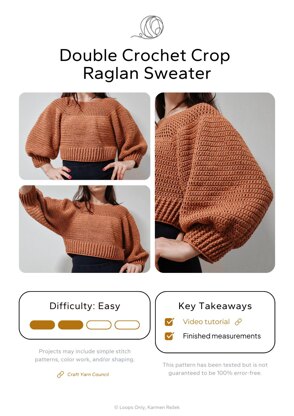 Double Crochet Crop Raglan Sweater