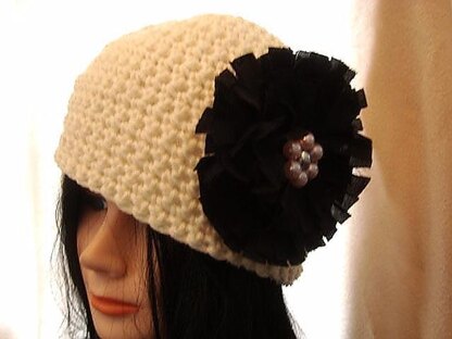 506, Natalie Crochet Beanie hat and flower