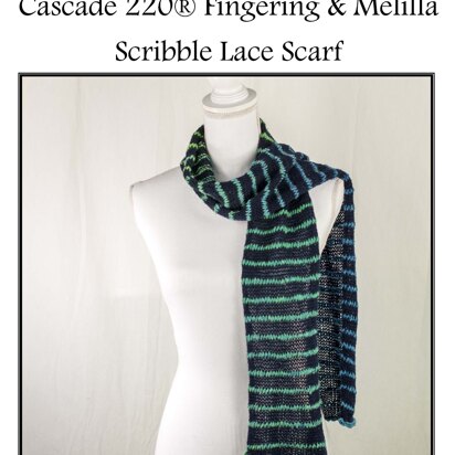 Scribble Lace Scarf in Cascade 220® Fingering & Melilla - W724 - Free PDF