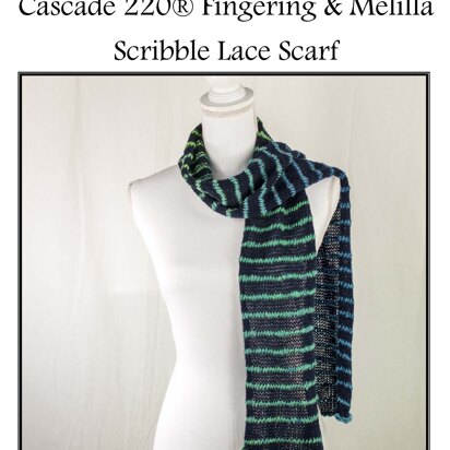 Scribble Lace Scarf in Cascade 220® Fingering & Melilla - W724 - Downloadable PDF