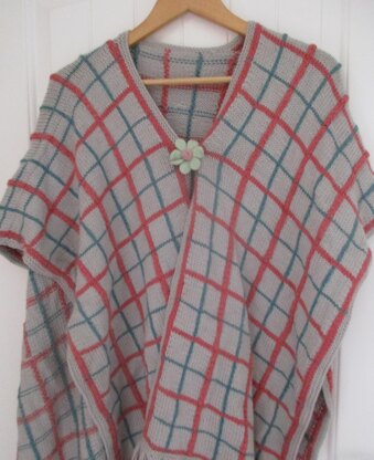 Checked Blanket Poncho