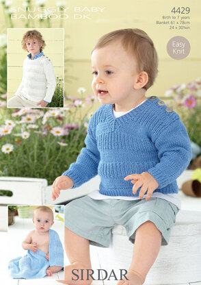 Blanket and Sweaters in Sirdar Snuggly Baby Bamboo DK - 4429 - Downloadable PDF