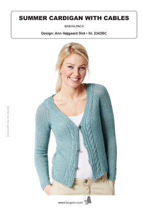 Summer Cardigan with Cables in BC Garn Baby Alpaca - 2343BC - Downloadable PDF