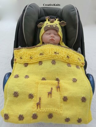 Giles Giraffe Hooded Baby Car Seat Blanket