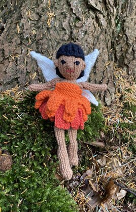 Marigold flower fairy knitting pattern