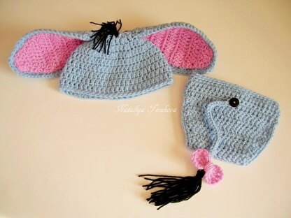 Donkey Baby Hat and Diaper Cover