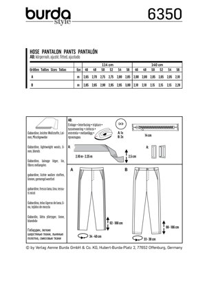 Burda Style Men's pants B6350 - Paper Pattern, Size 36-46
