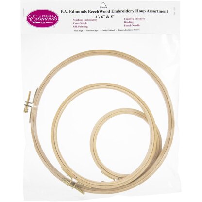 Frank A. Edmunds Beechwood Embroidery Hoop Set 3/Pkg 4in, 6in & 8in