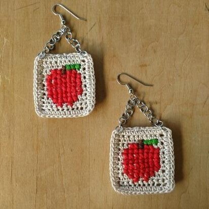 Cross Stitched Apple Earrings