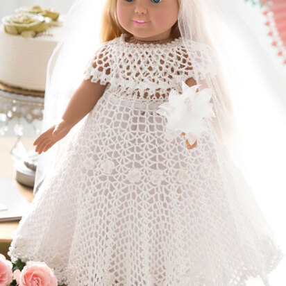 Doll Wedding Dress in Aunt Lydia's Classic Crochet Thread Size 10 Natural - LC4576 - Downloadable PDF