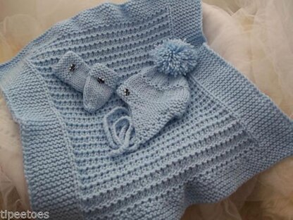 Pattern #43 Chunky Pram Blanket, Hat & Mittens