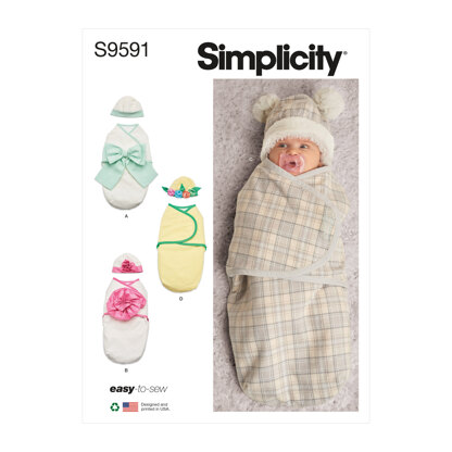 Simplicity Babies' Buntings and Hats S9591 - Paper Pattern, Size XXS-XS-S-M