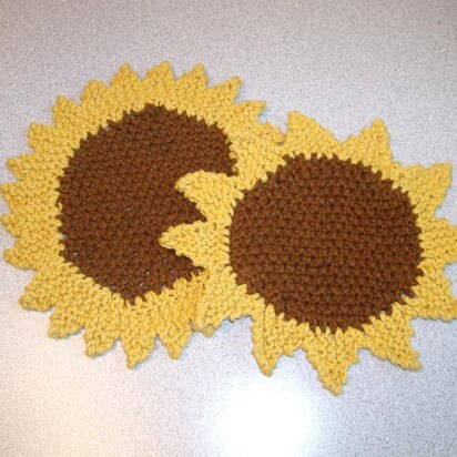 Sunflower Seedstitch Dishcloth - knitting pattern