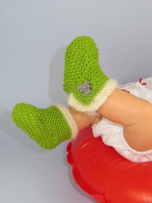 Baby Fur Trim Teddy Button Booties (Bootees)