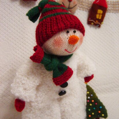 Toy knaitting patterns christmas - Knit a Snowman with Christmas tree 13 inc - knitting pattern